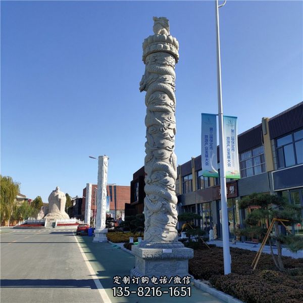 城市街道大理石石雕文化柱雕塑