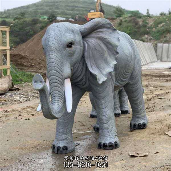 玻璃钢仿真大象雕塑 彩绘动物游乐园广场公园景观摆件 （1）