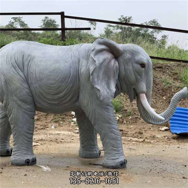玻璃钢仿真大象雕塑 彩绘动物游乐园广场公园景观摆件 （2）