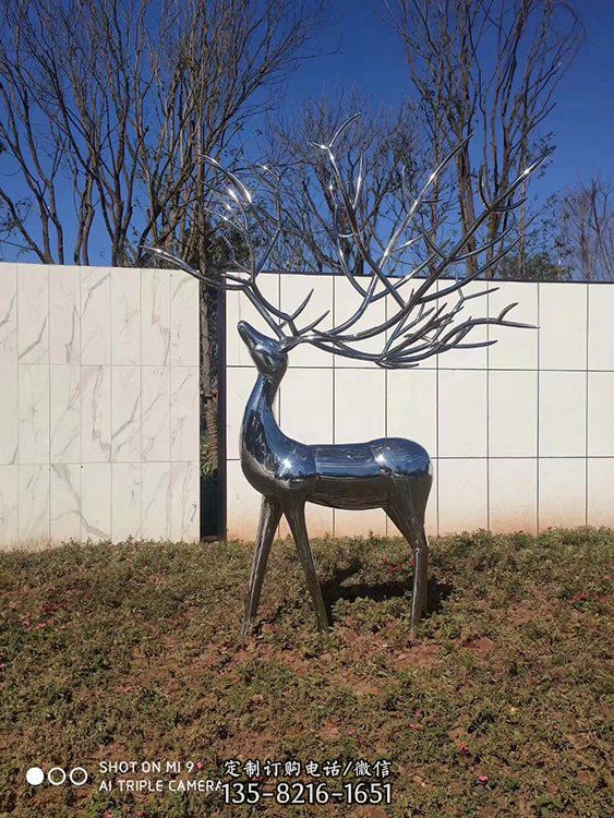 不锈钢鹿雕塑庭院草坪户外景观摆件（2）
