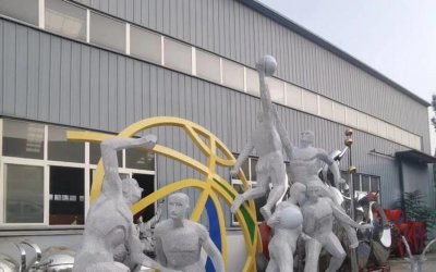 快乐运动——不锈钢篮球抽象人物雕塑