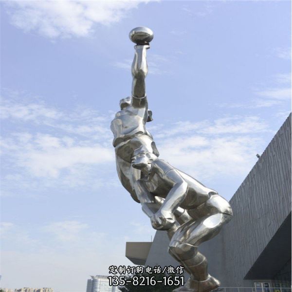 不锈钢运动题材打篮球人物校园广场景观抽象雕塑摆件（2）