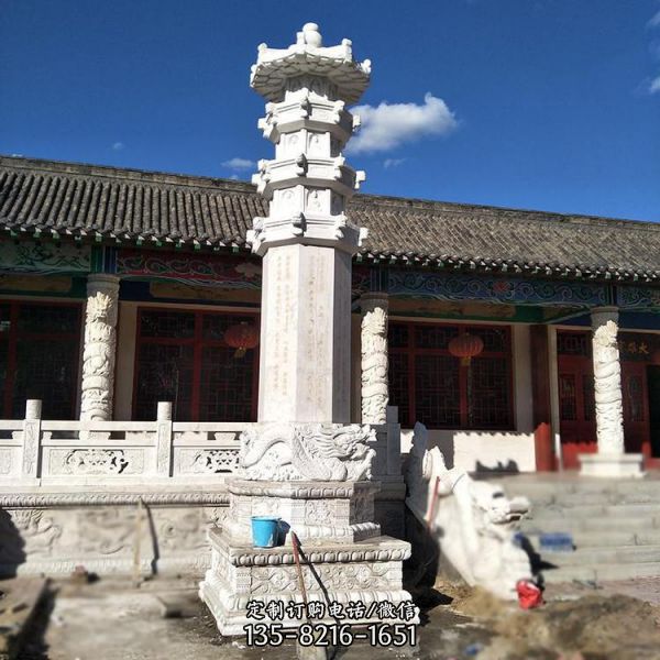 寺庙石雕佛塔 舍利塔藏族石塔 大理石经幢塔雕塑（4）