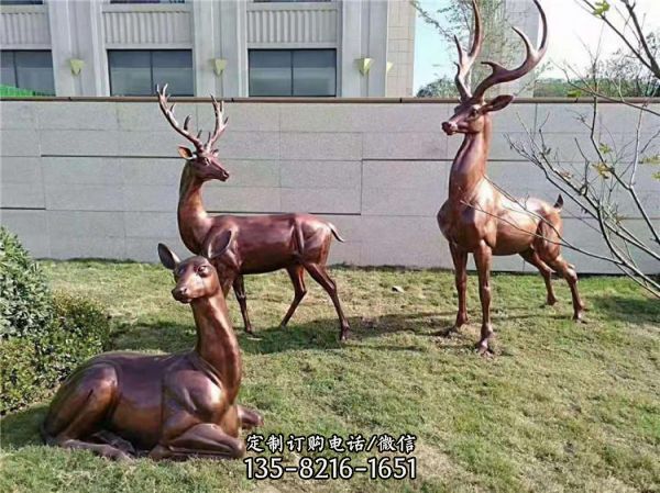 几何鹿广场动物摆件 户外景观不锈钢动物雕塑（5）