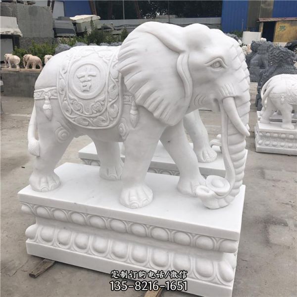 园林摆放大理石大象动物雕塑 （3）