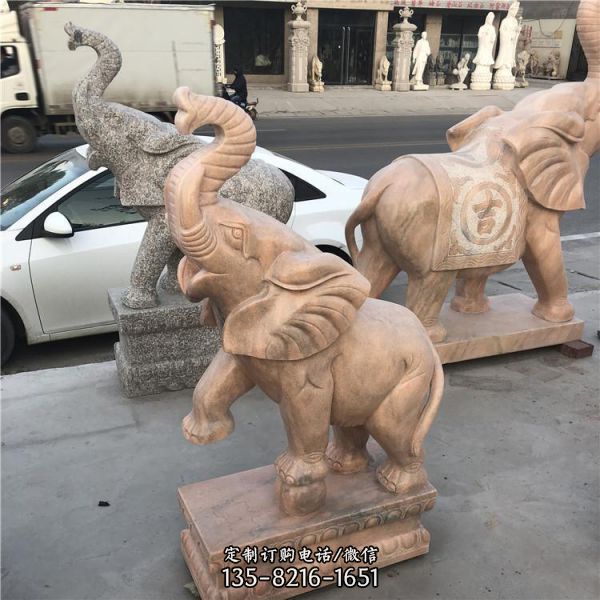 园林摆放大理石大象动物雕塑 （2）