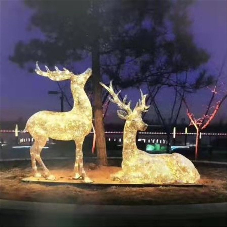 鹿吟明月夜不锈钢雕塑图片