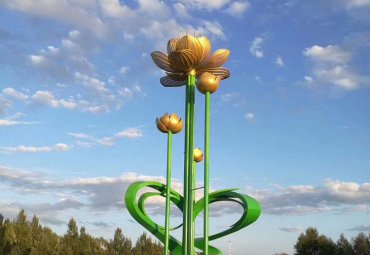 欢乐生活—不锈钢户外广场景观花朵雕塑 