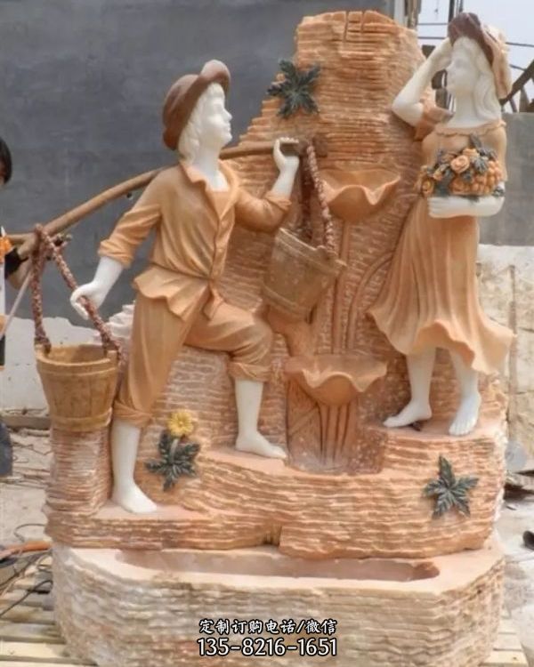 大理石欧式人物雕塑喷泉庭院景观摆件（1）