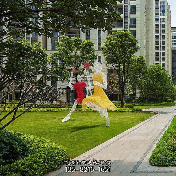 公园广场网红打卡园林景观摆件 不锈钢镂空运动火炬人物雕塑 （4）