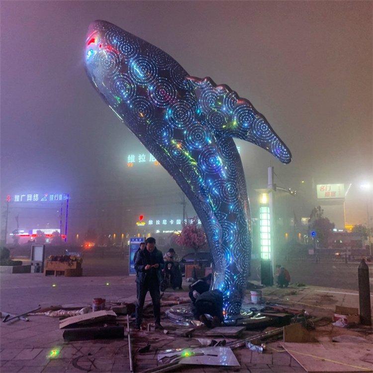 鲸鱼大型不锈钢景观雕塑图片