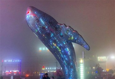 鲸鱼大型不锈钢景观雕塑