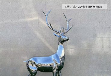 不锈钢镜面户外抽象梅花鹿雕塑