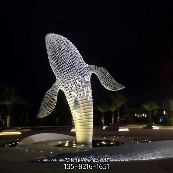 大型不锈钢海豚 鲸雕塑镜面动物户外摆件广场景观雕塑（8）