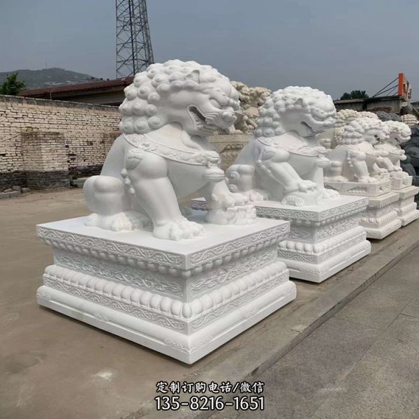 汉白玉石狮子雕塑酒店别墅大门口石雕动物摆件（2）