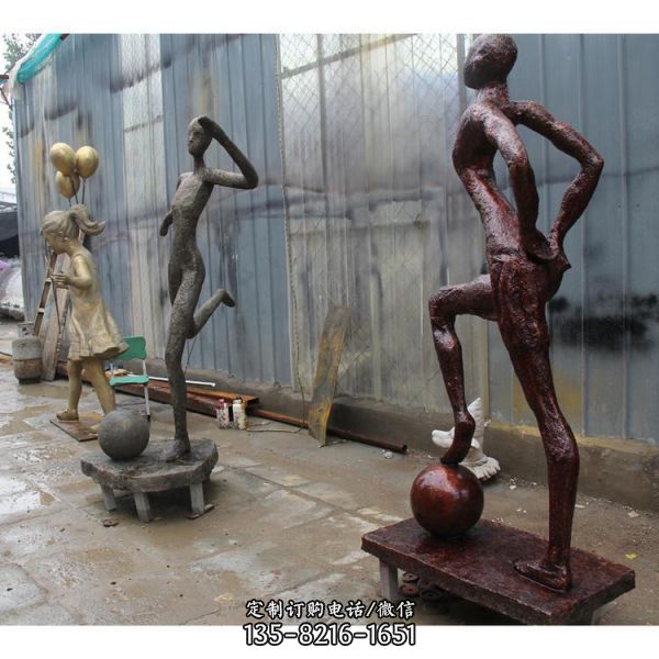  园林运动铜雕摆件 跳舞的人物雕塑