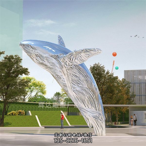 铁艺镜面仙鹤雕塑 大型创意景观 不锈钢校园造型装饰设计