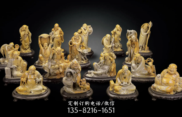 十八罗汉纯铜贴金彩绘佛像雕塑 寺院500罗汉铜雕塑（2）