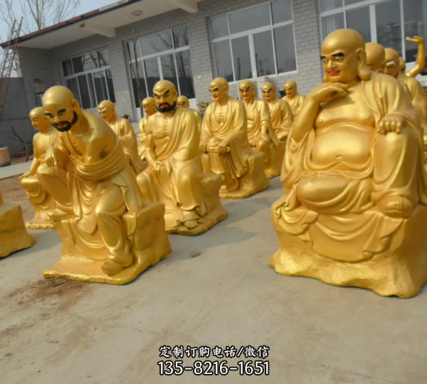 十八罗汉纯铜贴金彩绘佛像雕塑 寺院500罗汉铜雕塑（4）