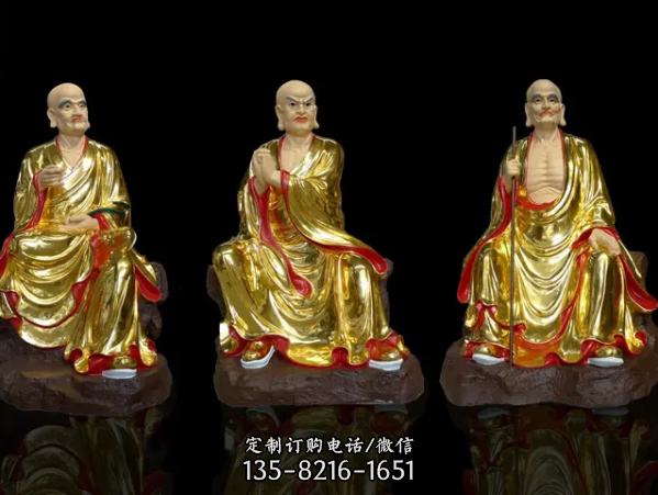 十八罗汉纯铜贴金彩绘佛像雕塑 寺院500罗汉铜雕塑（3）