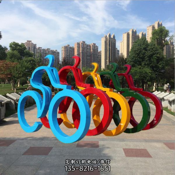 公园抽象体育运动骑自行车雕塑（4）