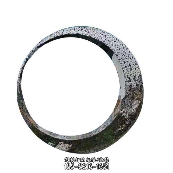 金属景观酒店水景 镜面镂空发光圆环 不锈钢圆环雕塑（5）