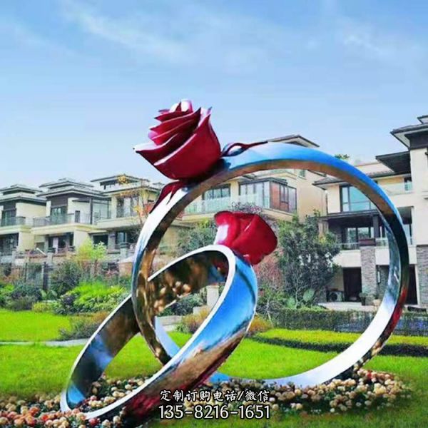 金属景观酒店水景 镜面镂空发光圆环 不锈钢圆环雕塑（2）