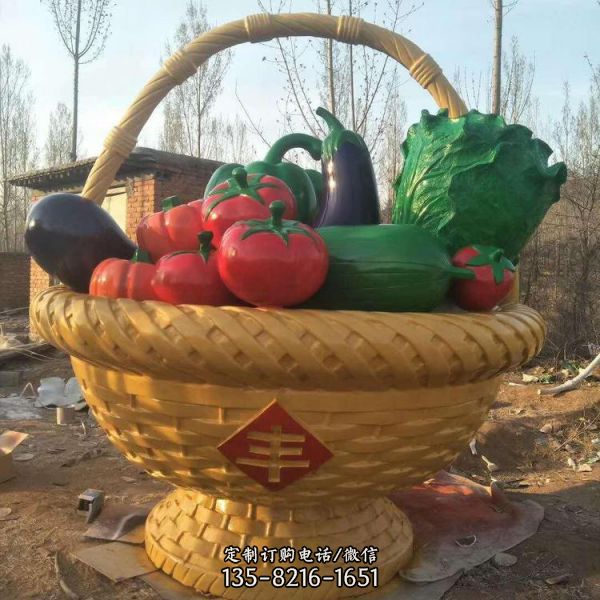 新农村农庄采摘园玻璃钢蔬菜水果篮子雕塑  装饰模型道具摆件（2）