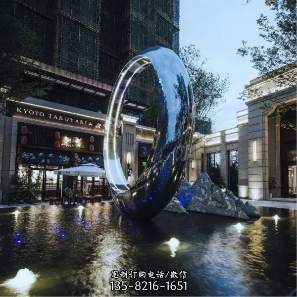 不锈钢圆环，水景喷泉装饰灯光雕塑