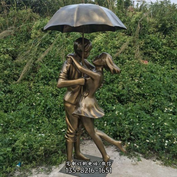 玻璃钢爱情主题男女人物仿铜雕像公园园林摆件（2）
