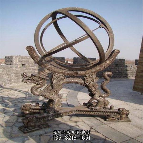 学院广场摆放全铜地球仪浑天仪雕塑（3）