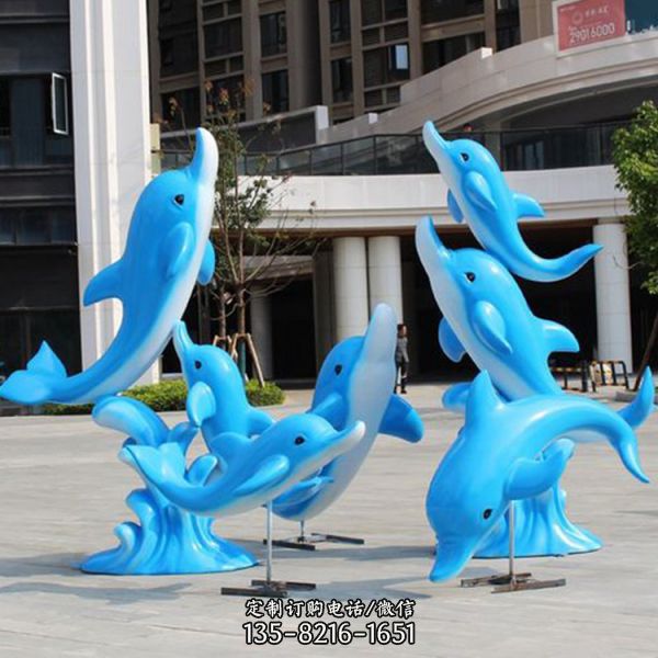 玻璃钢树脂海豚组合雕塑海洋馆公园景观摆件小品（1）