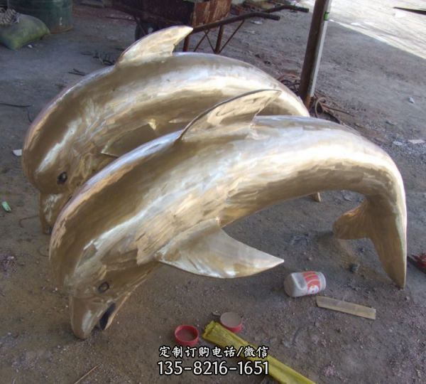 城市广场海洋动物  大型创意不锈钢海豚 （7）