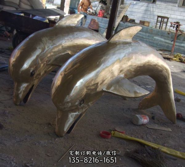 城市广场海洋动物  大型创意不锈钢海豚 （2）