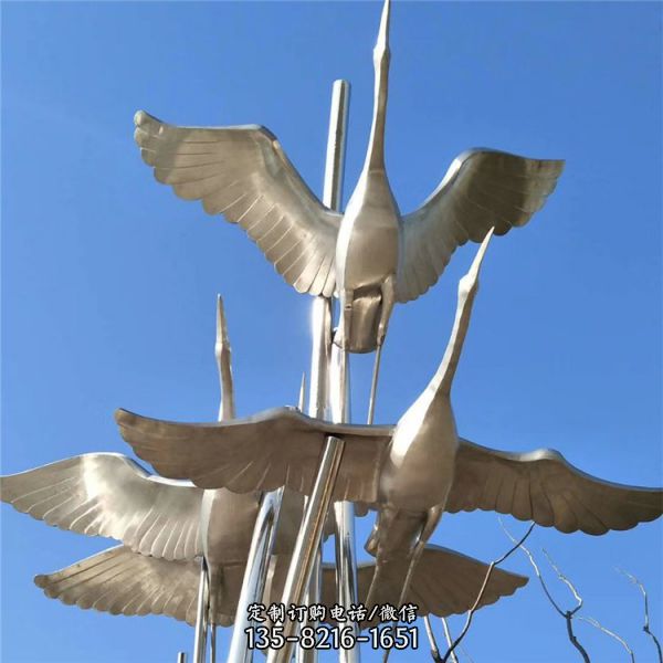 户外广场摆放飞翔雁群不锈钢动物雕塑（4）