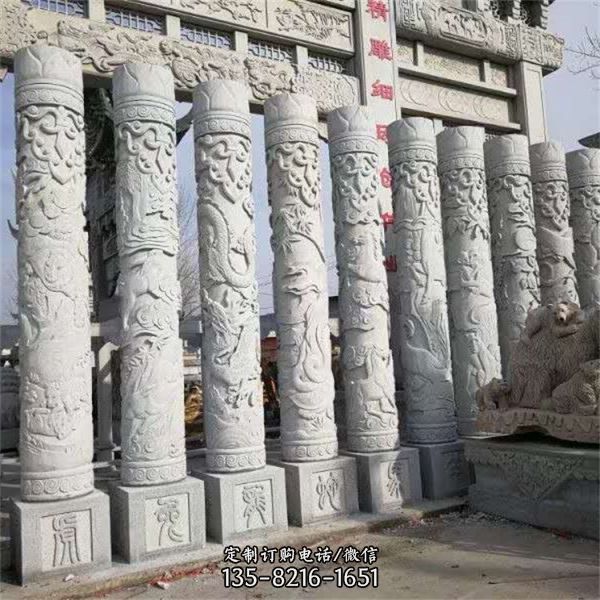  园林公园广场户外装饰 景观摆件外形美观青石石龙柱雕塑（1）