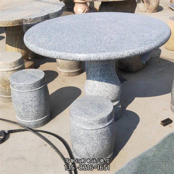 公园砂石石雕园林石桌石凳雕塑（9）