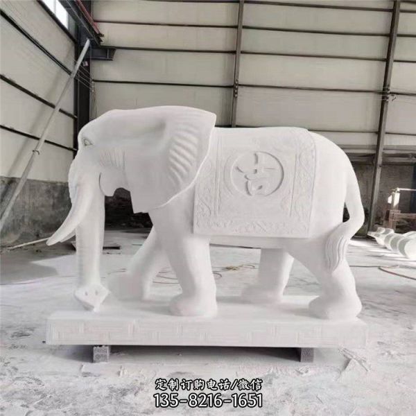 小区酒店门口大理石雕刻狮子大象动物雕塑摆件 （1）