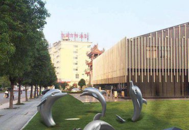 海豚之舞——不锈钢草坪雕塑