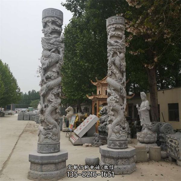 广场大型青石雕刻文化龙柱景观装饰  （1）