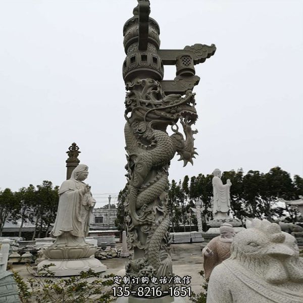 广场大型青石雕刻文化龙柱景观装饰  （2）