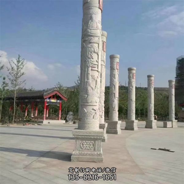 广场大型青石雕刻文化龙柱景观装饰  （4）