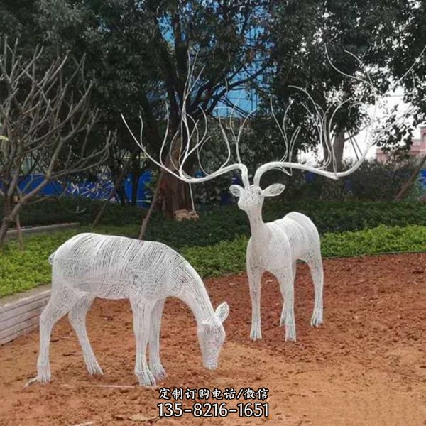 酒店广场园林摆放不锈钢镂空艺术鹿子雕塑（3）