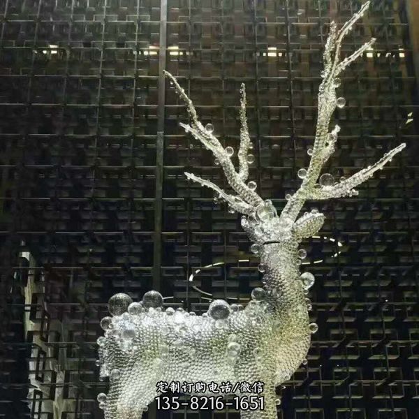酒店广场园林摆放不锈钢镂空艺术鹿子雕塑（4）