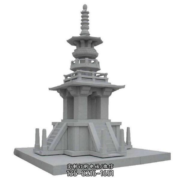 景区寺院摆放花岗岩石雕小型佛塔石塔雕塑（2）
