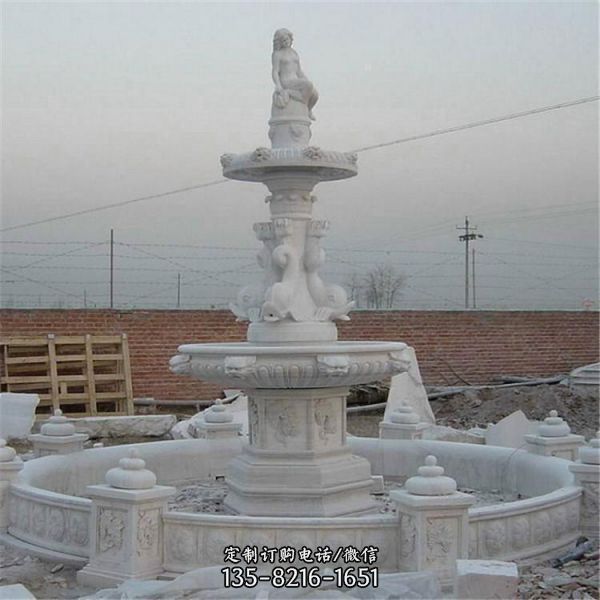 大型喷泉雕塑 石雕流水摆件 别墅喷泉景观装饰 品
