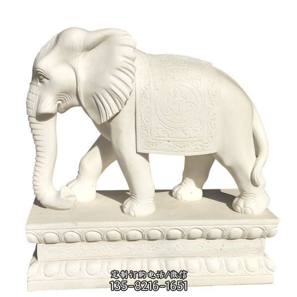 酒店广场门口摆放汉白玉石雕大象雕塑（2）