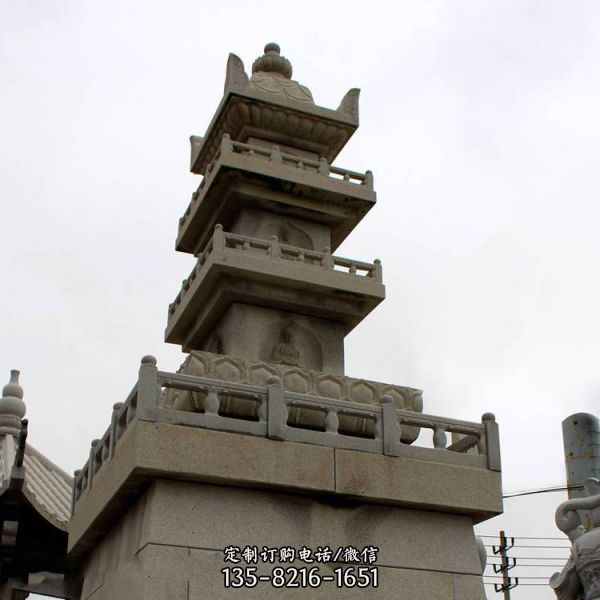 寺庙景区摆放花岗岩七层小型石佛塔雕塑 （1）