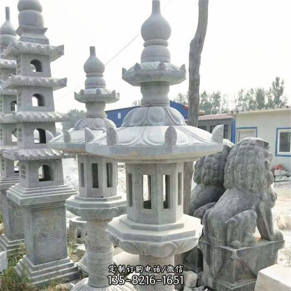寺庙景观石灯 中式仿古大理石雕灯塔 户外照明石灯笼 雕塑（3）
