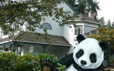 熊猫梦幻——玻璃钢卡通户外景观雕塑